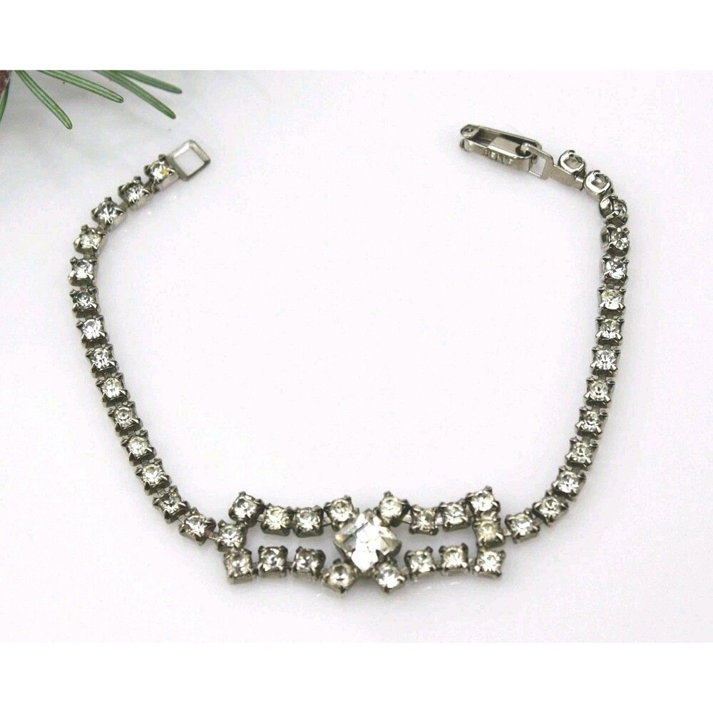 Vintage BELLE Rhinestone Bracelet Bridal Bridesmaid Jewelry Gift For Her ESTATE